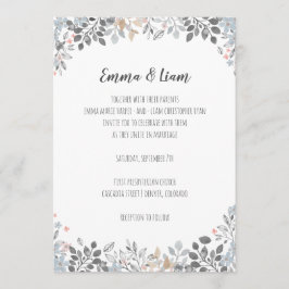 Faire-part de mariage floral bleu botanique