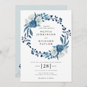 faire-part de mariage floral bleu-duché