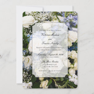 faire-part de mariage floral bleu et blanc