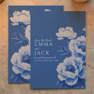 Faire-part de mariage Floral Bleu Pivoine Enregist