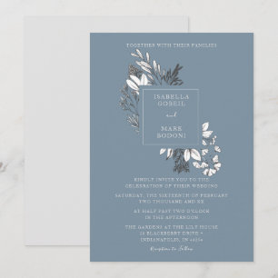 Faire-part de mariage floral bleu poussiéreux
