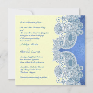 Faire-part de mariage floral bleu victorien
