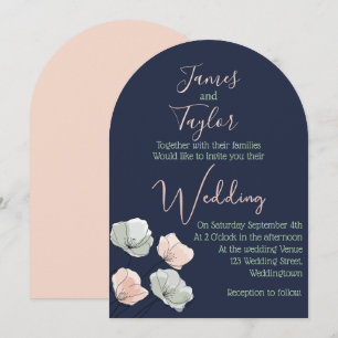 Faire-part de mariage floral Blush et Sage Navy