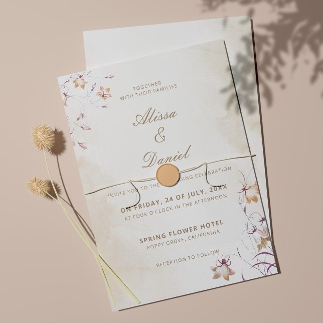 Faire-part de mariage floral bohème (Créateur téléchargé)