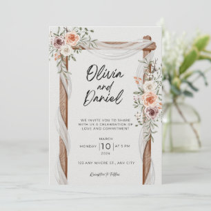 Faire-part de mariage Floral Boho Neutre Rustique