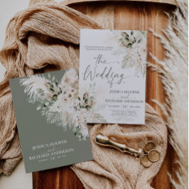 Faire-part de mariage floral Boho Pampas verdure