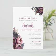 Faire-part de mariage floral bordeaux prune