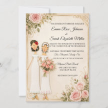 Faire-part de mariage floral Bouquet de roses Deux