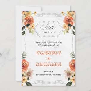 Faire-part de mariage Floral Brown blanc