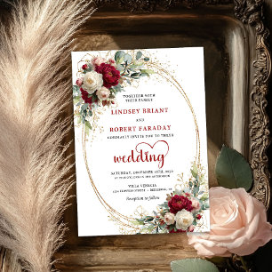 Faire-part de mariage floral burgundy sophistiqué