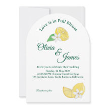 Faire-part de mariage floral citrate au citron et