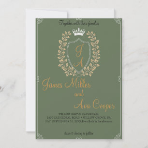Faire-part de mariage Floral Classique Monogram Cr
