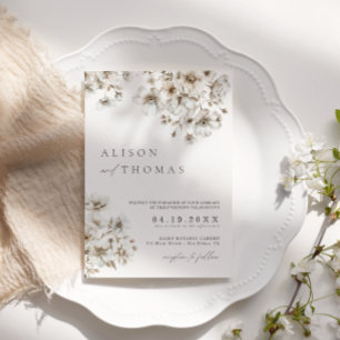 Faire-part de mariage floral crème Bohème rustique