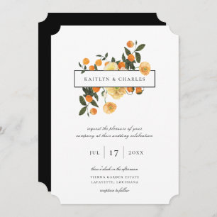 Faire-part de mariage Floral d'agrumes orange