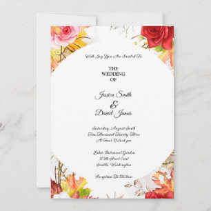 Faire-part de mariage floral d'automne