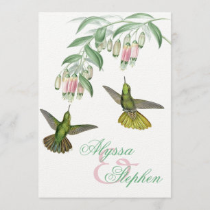 Faire-part de mariage floral de colibri tropical