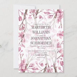 Faire-part de mariage floral de fleurs de cerisier