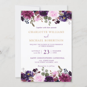 Faire-part de mariage floral de lavande violette
