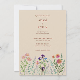 Faire-part de mariage floral de prairie fleurie sa
