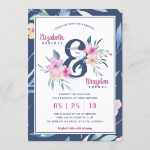 Faire-part de mariage floral de ressort, Boho