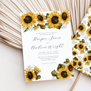 Faire-part de mariage floral de tournesol jaune