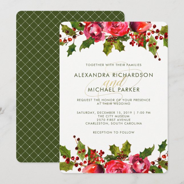 Faire-part de mariage floral de vacances (Devant / Derrière)