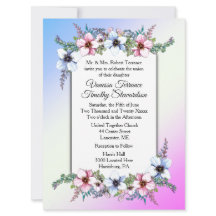 Faire-part de mariage floral double bleu / rose