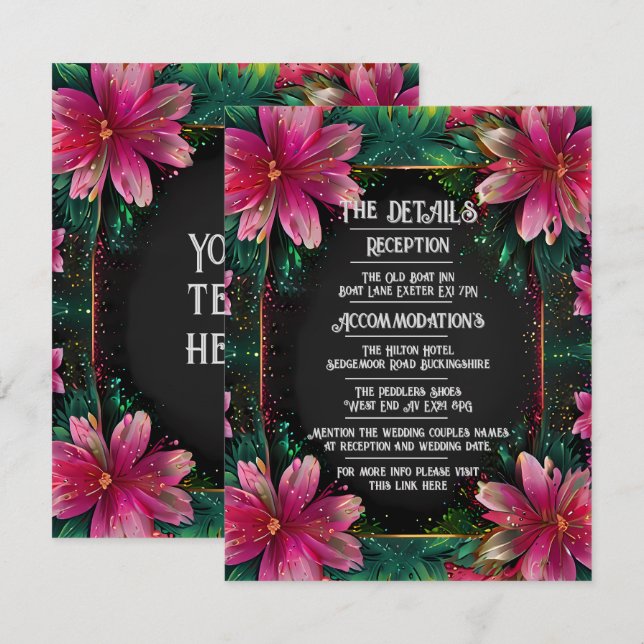 Faire-part de mariage floral dynamique (Devant / Derrière)