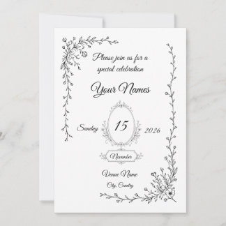 Faire-part de mariage floral | Écriture élégante