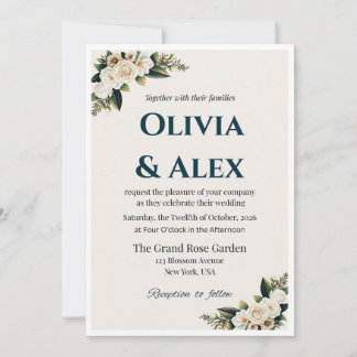 Faire-part de mariage floral élégant avec verdure