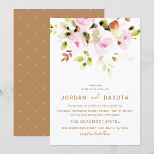 Faire-part de mariage floral élégant d'aquarelle