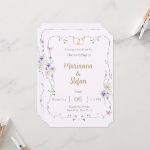 Faire-part de mariage floral élégant modifiable su