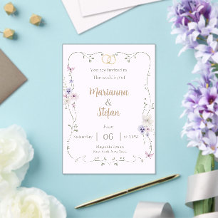 Faire-part de mariage floral élégant modifiable su