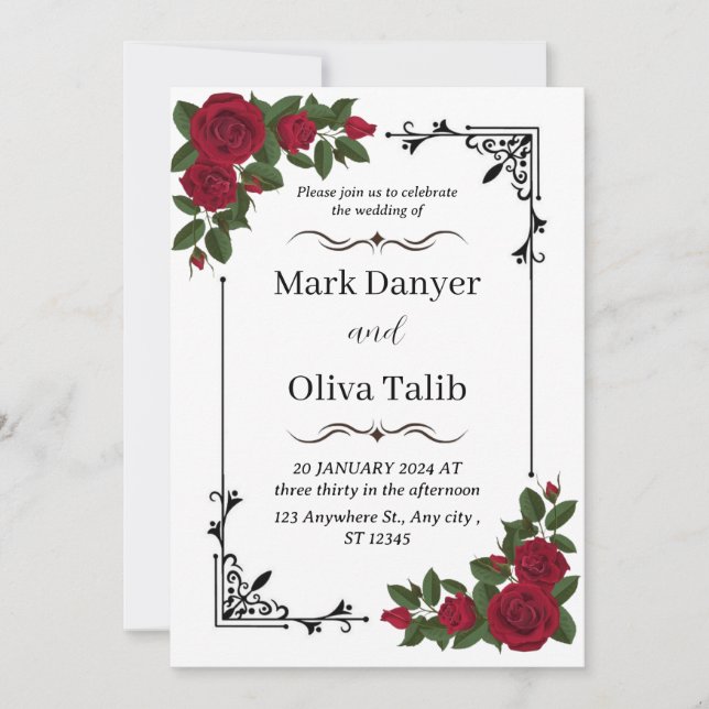 Faire-part de mariage floral élégant | Personnalis (Devant)