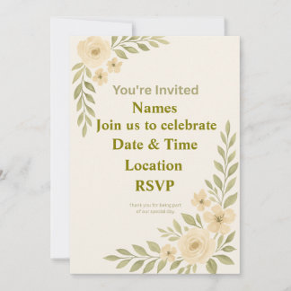 Faire-part de mariage floral élégant personnalisab