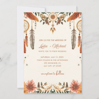 Faire-part de mariage floral élégant | Rustique Bo