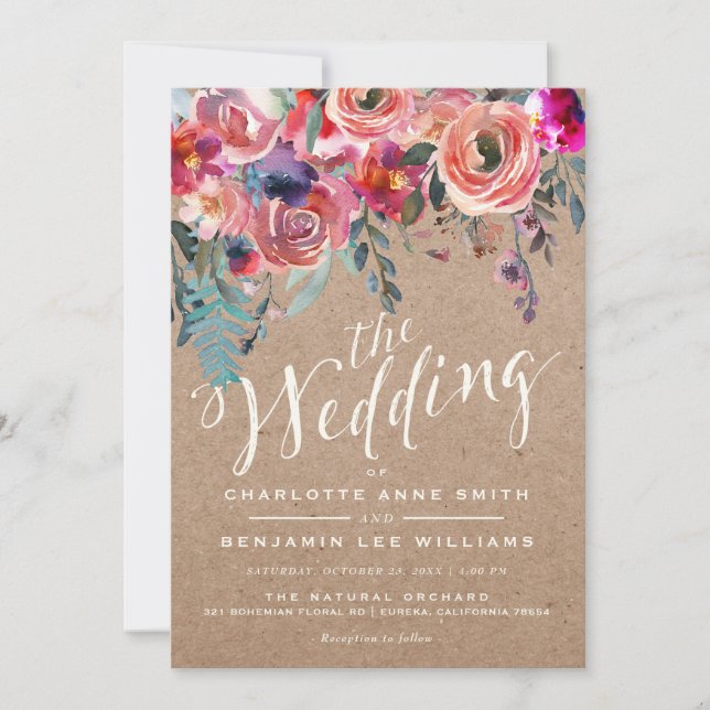 Faire-part de mariage | Floral élégant Rustique de (Devant)