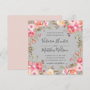 Faire-part de mariage floral en fleurs bleues  Gri
