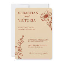 Faire-Part de Mariage Floral en Terracotta Vintage