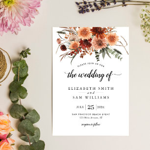 Faire-part de mariage Floral en terre cuite Boho