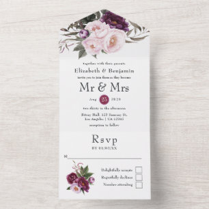 Faire-part de mariage floral en velours profond to