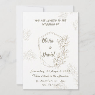 Faire-part de mariage floral géométrique élégant