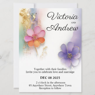 Faire-part de mariage floral gras