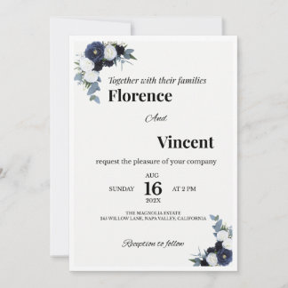 Faire-part de mariage floral ivoire