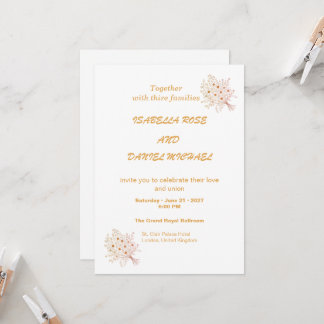 Faire-part de mariage floral Kraft marron rustique