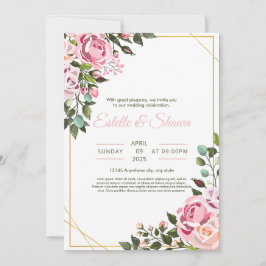 Faire-part de mariage floral, Mariage rose romanti