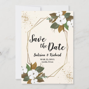 Faire-Part de Mariage Floral Marron et Crème pour