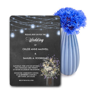 Faire-part de mariage floral Mason bleu Twilight