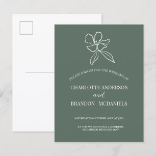 Faire-part de mariage floral minimal vert de la fo