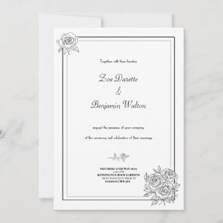 Faire-part de mariage floral minimaliste
